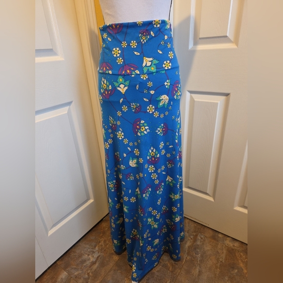 LULAROE BLUE FLORAL MAXI SKIRT, SIZE XS, NEW - Picture 4 of 8